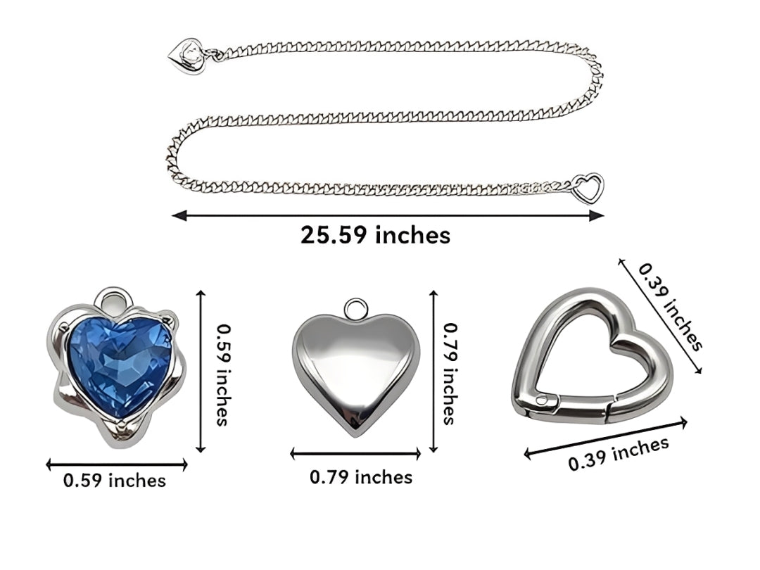 WILDCHOK - Heart Crystal Charm Slip Chain Choker