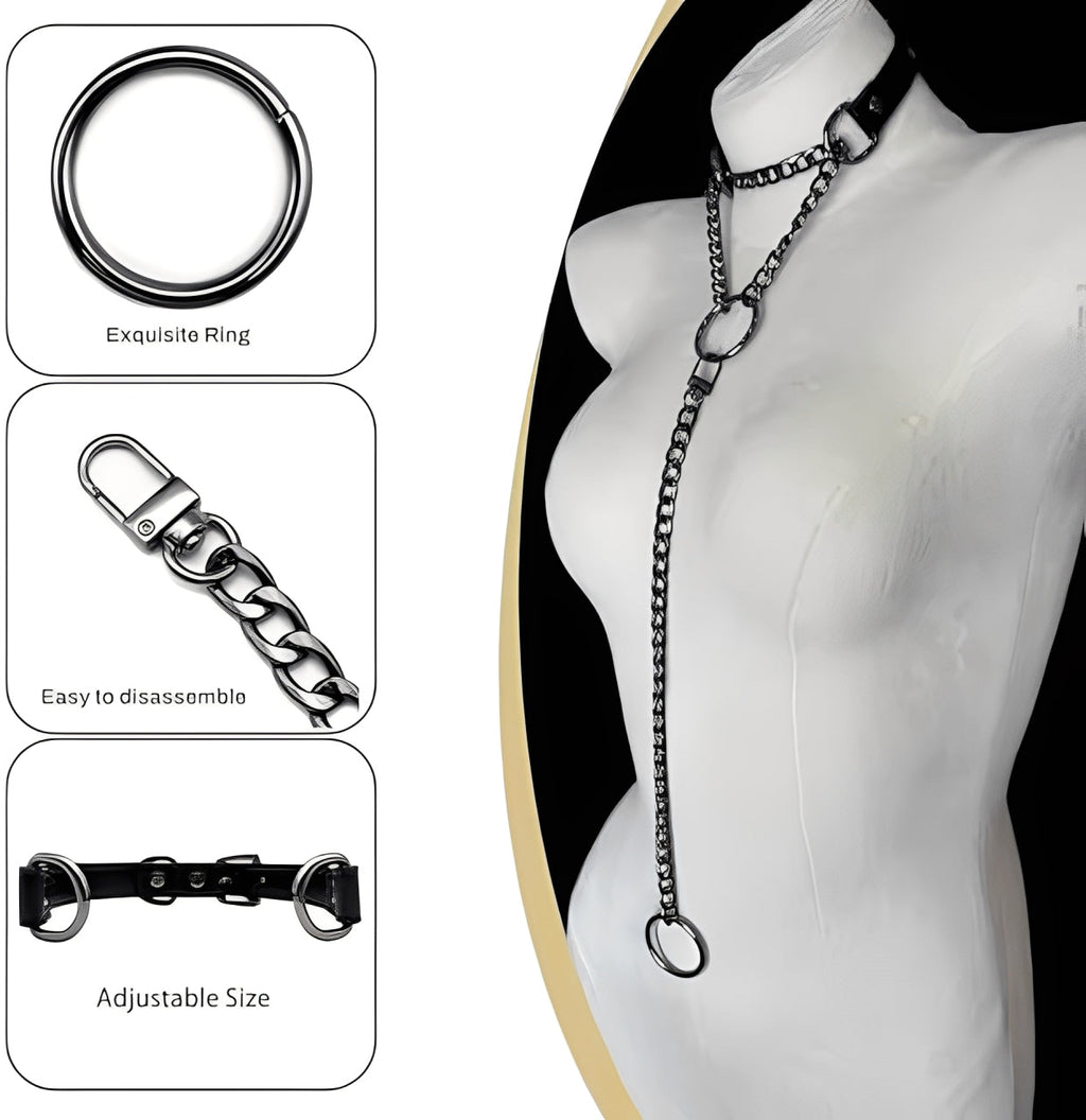 WILDCHOK - O - Ring Swivel Clasp Leather Choker Collar