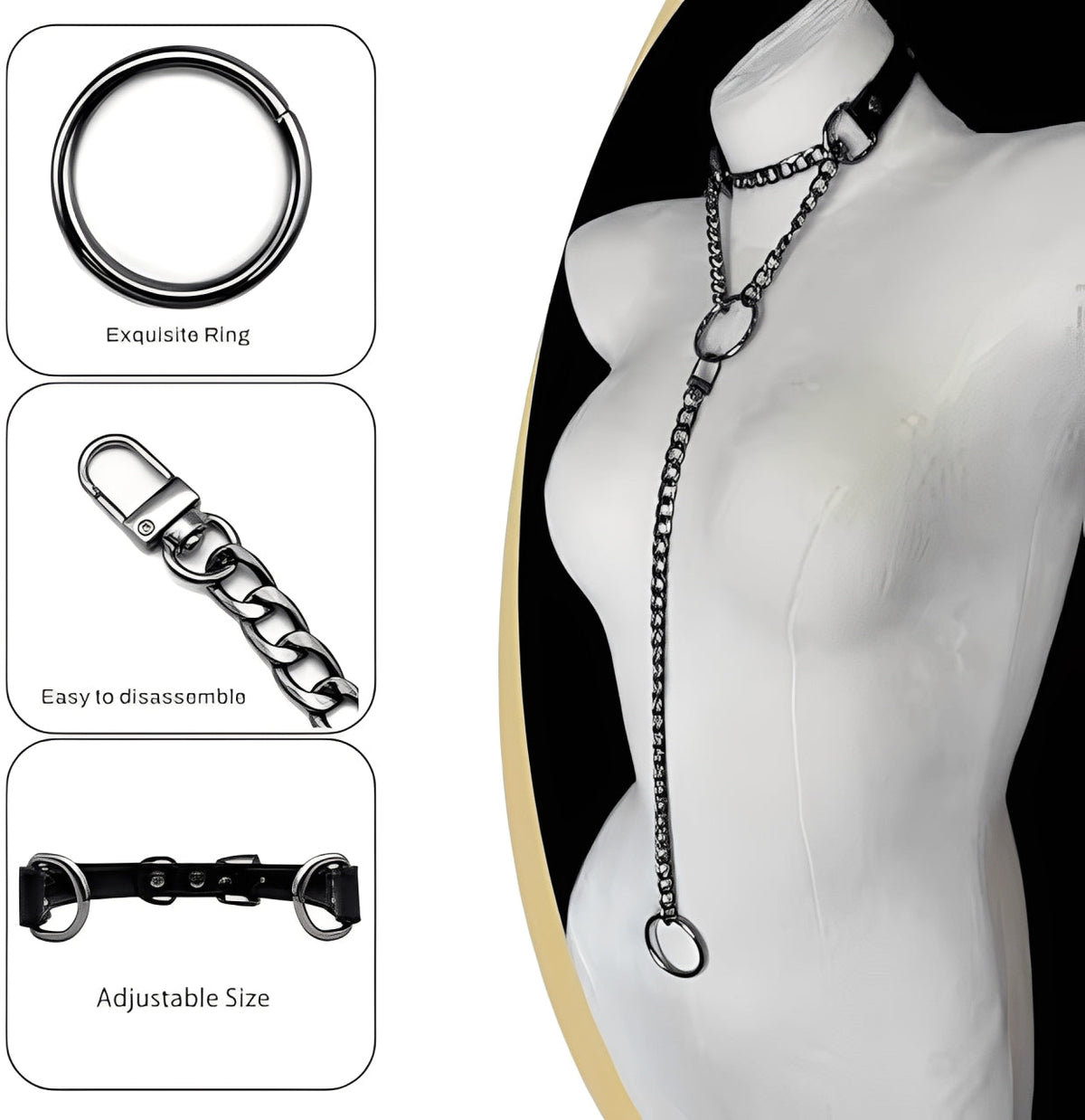 WILDCHOK - O - Ring Swivel Clasp Leather Choker Collar