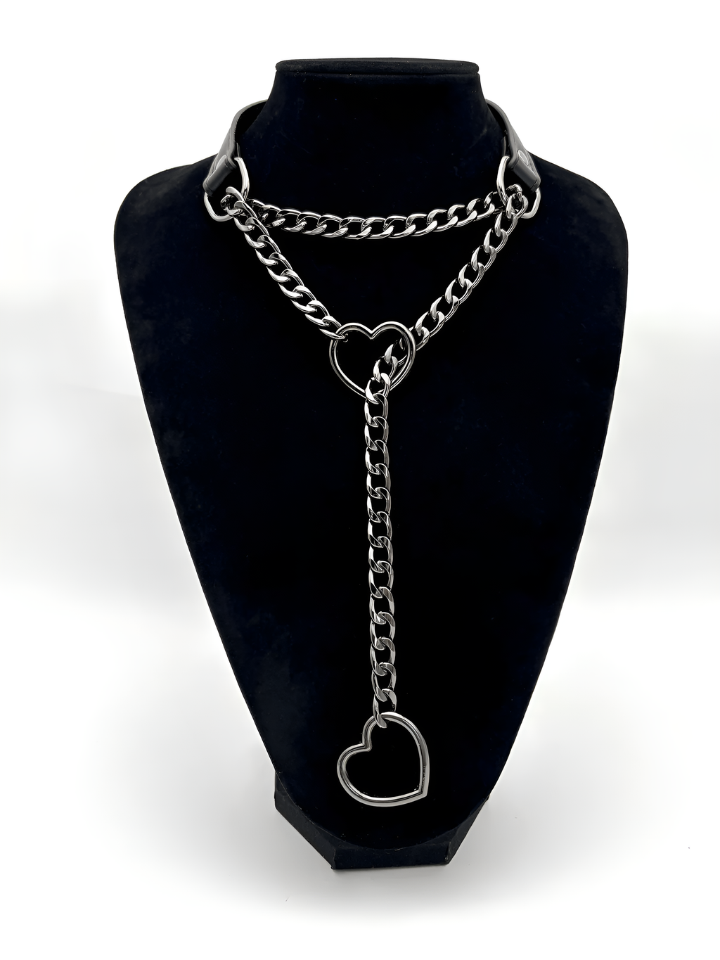WILDCHOK - Heart Slip Chain Leather Choker Collar