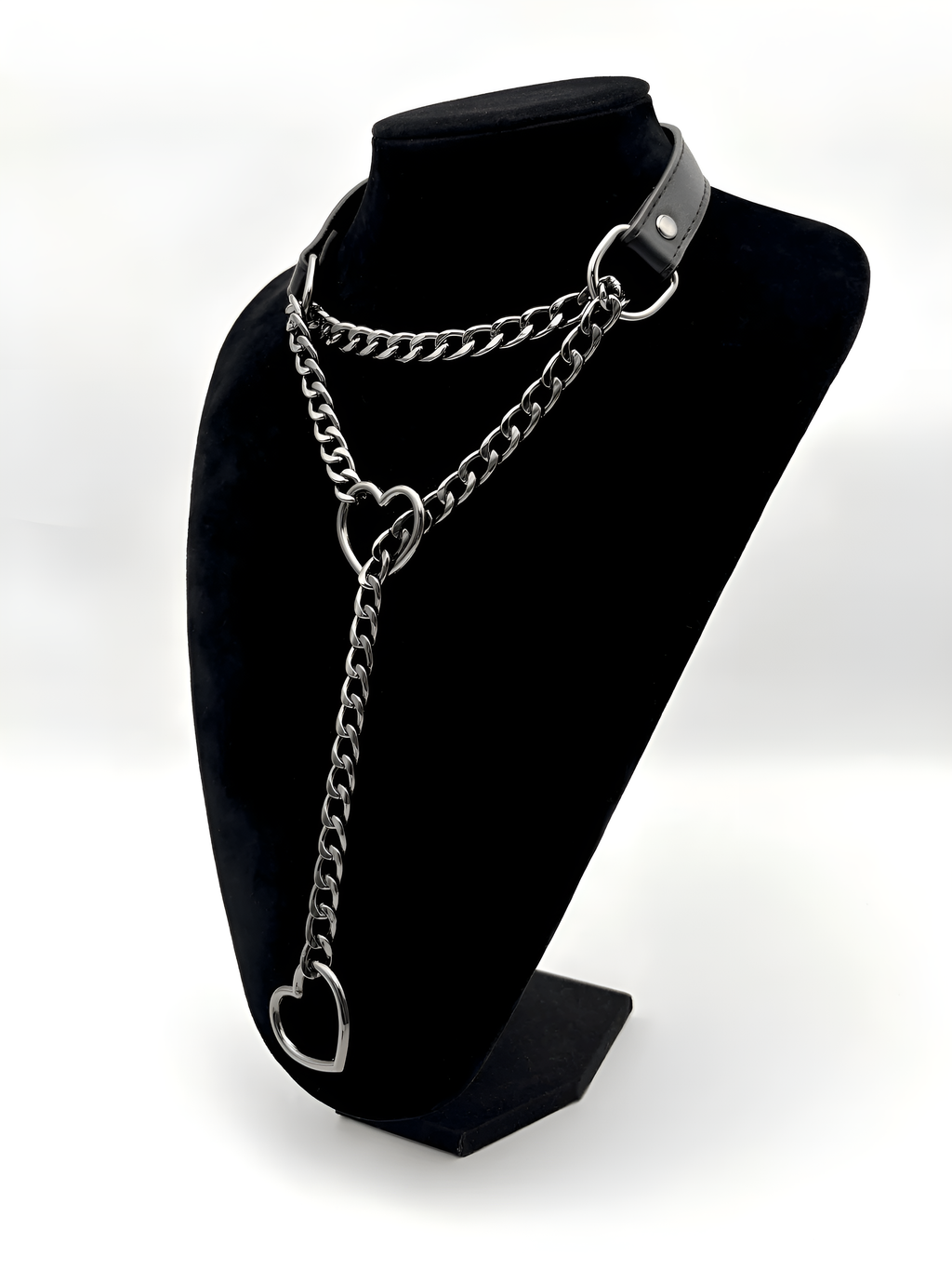WILDCHOK - Heart Slip Chain Leather Choker Collar
