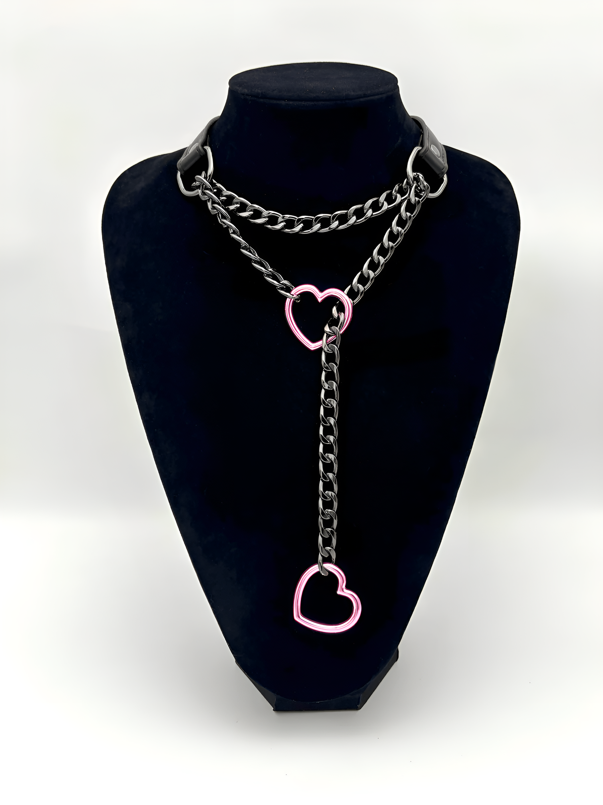 WILDCHOK - Heart Slip Chain Leather Choker Collar