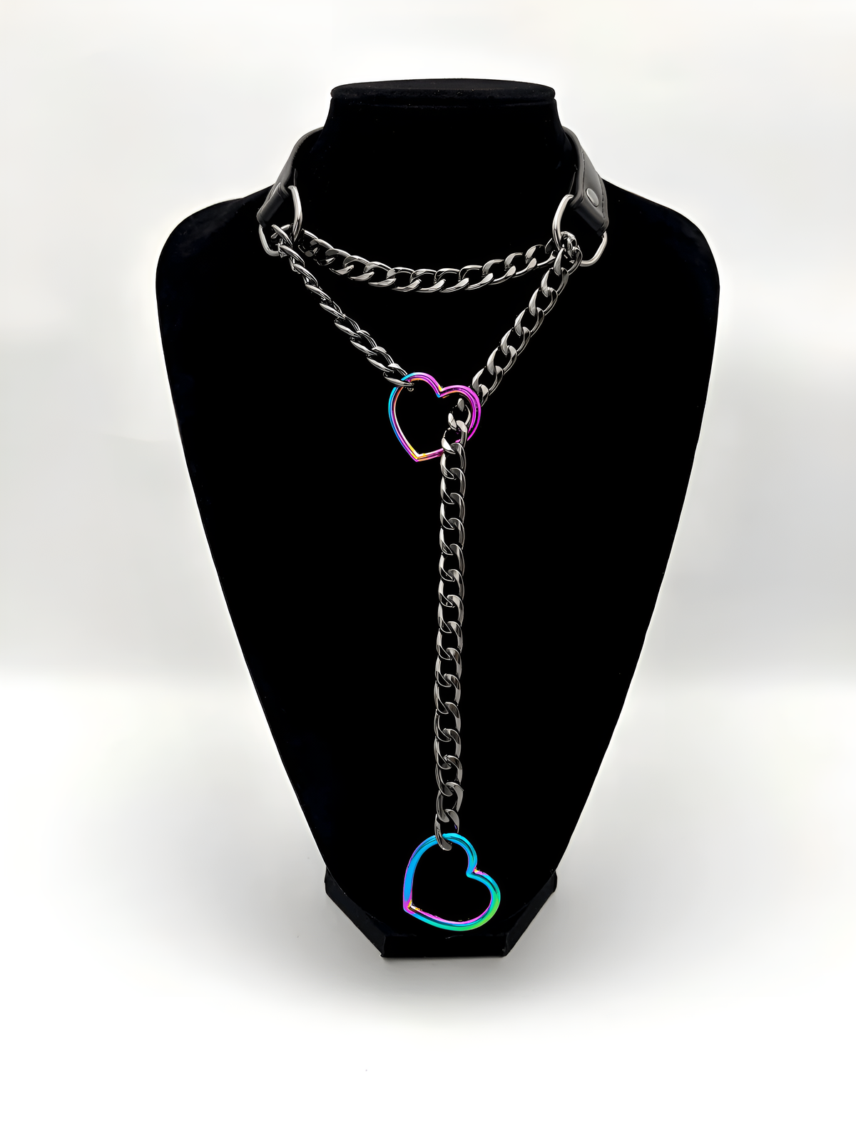 WILDCHOK - Heart Slip Chain Leather Choker Collar