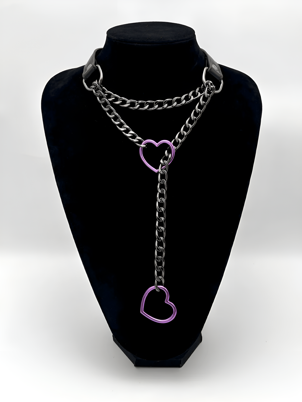 WILDCHOK - Heart Slip Chain Leather Choker Collar