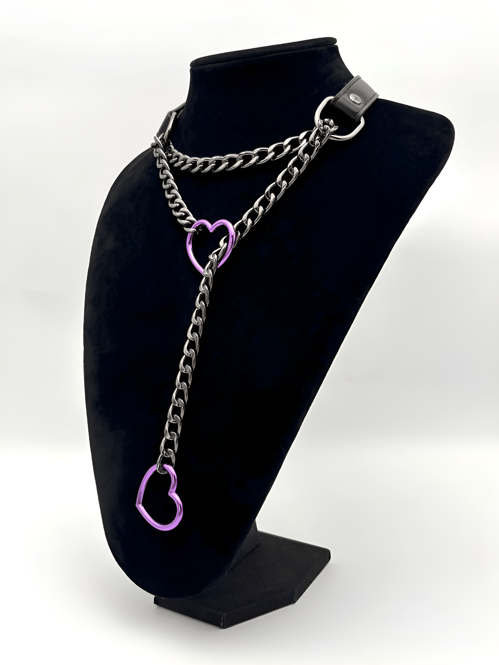 WILDCHOK - Heart Slip Chain Leather Choker Collar