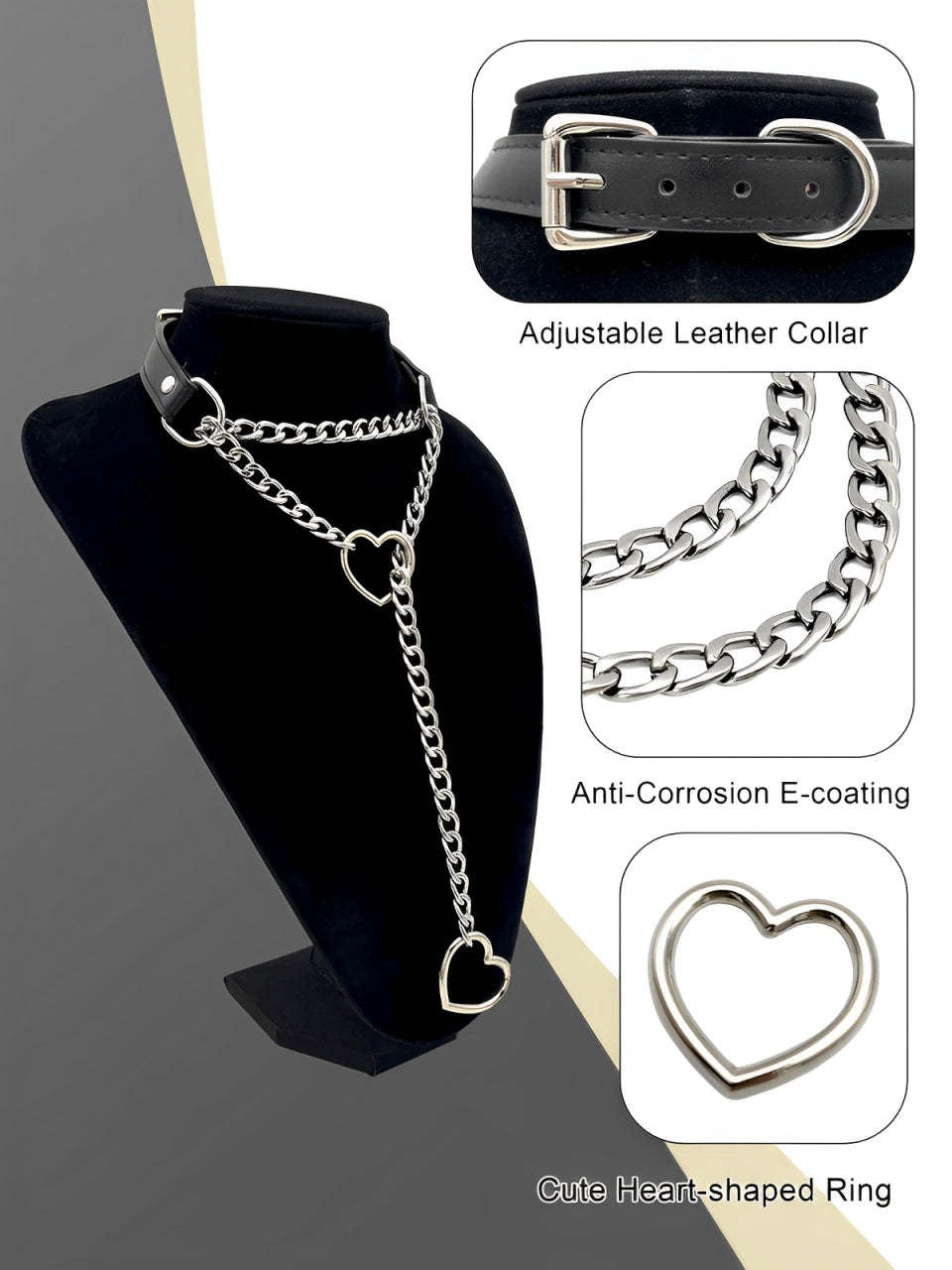 WILDCHOK - Heart Slip Chain Leather Choker Collar