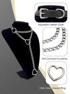 WILDCHOK - Heart Slip Chain Leather Choker Collar
