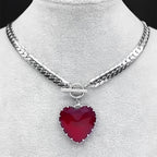 WILDCHOK - Heart Glass Pendant Choker