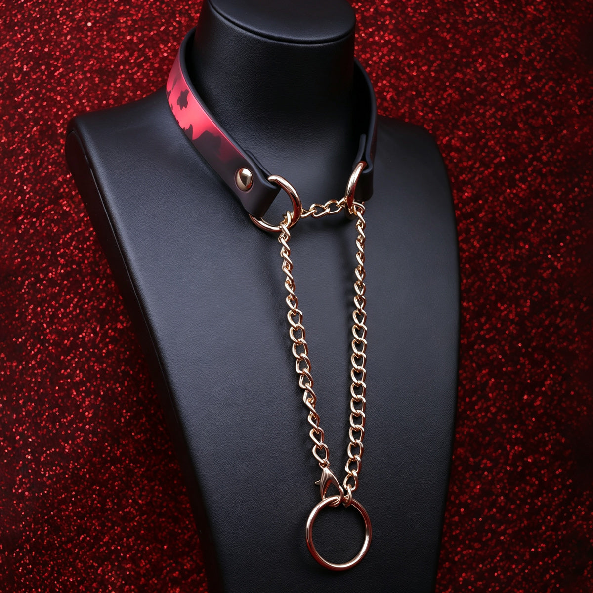 WILDCHOK Thermochromic Color‑Changing PU Choker with Double Chain O‑Ring Detail