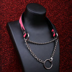 WILDCHOK Thermochromic Color‑Changing PU Choker with Double Chain O‑Ring Detail