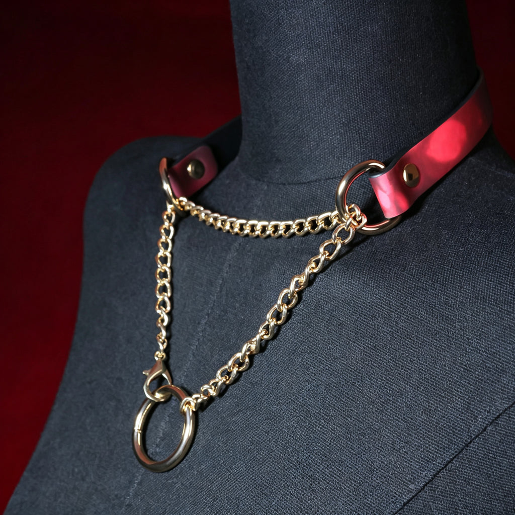 WILDCHOK Thermochromic Color‑Changing PU Choker with Double Chain O‑Ring Detail