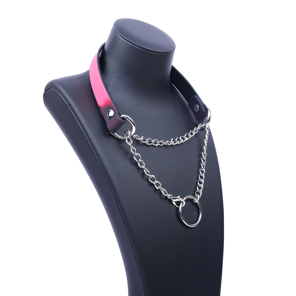 WILDCHOK Thermochromic Color‑Changing PU Choker with Double Chain O‑Ring Detail