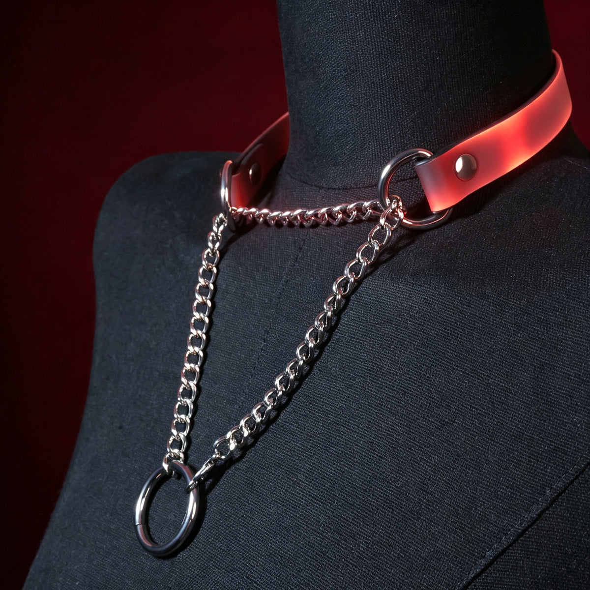 WILDCHOK Thermochromic Color‑Changing PU Choker with Double Chain O‑Ring Detail