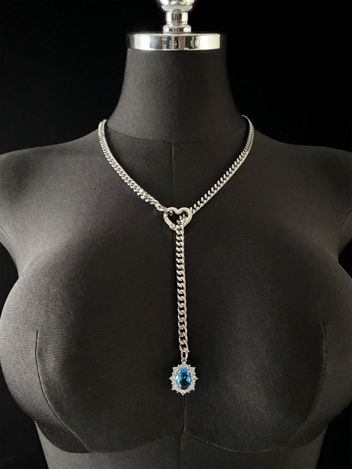 WILDCHOK - Gemstone Charm Slip Chain Choker
