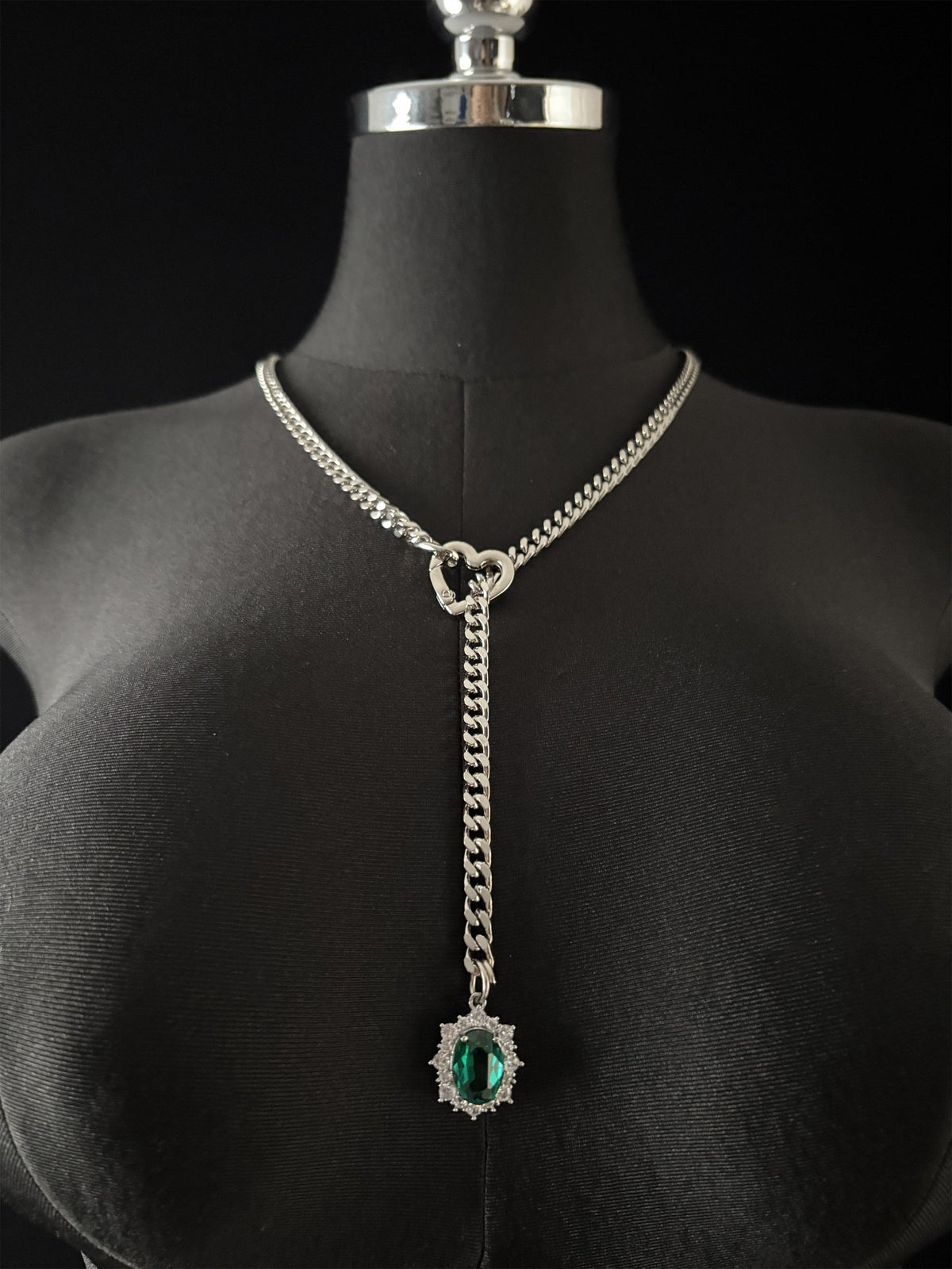 WILDCHOK - Gemstone Charm Slip Chain Choker