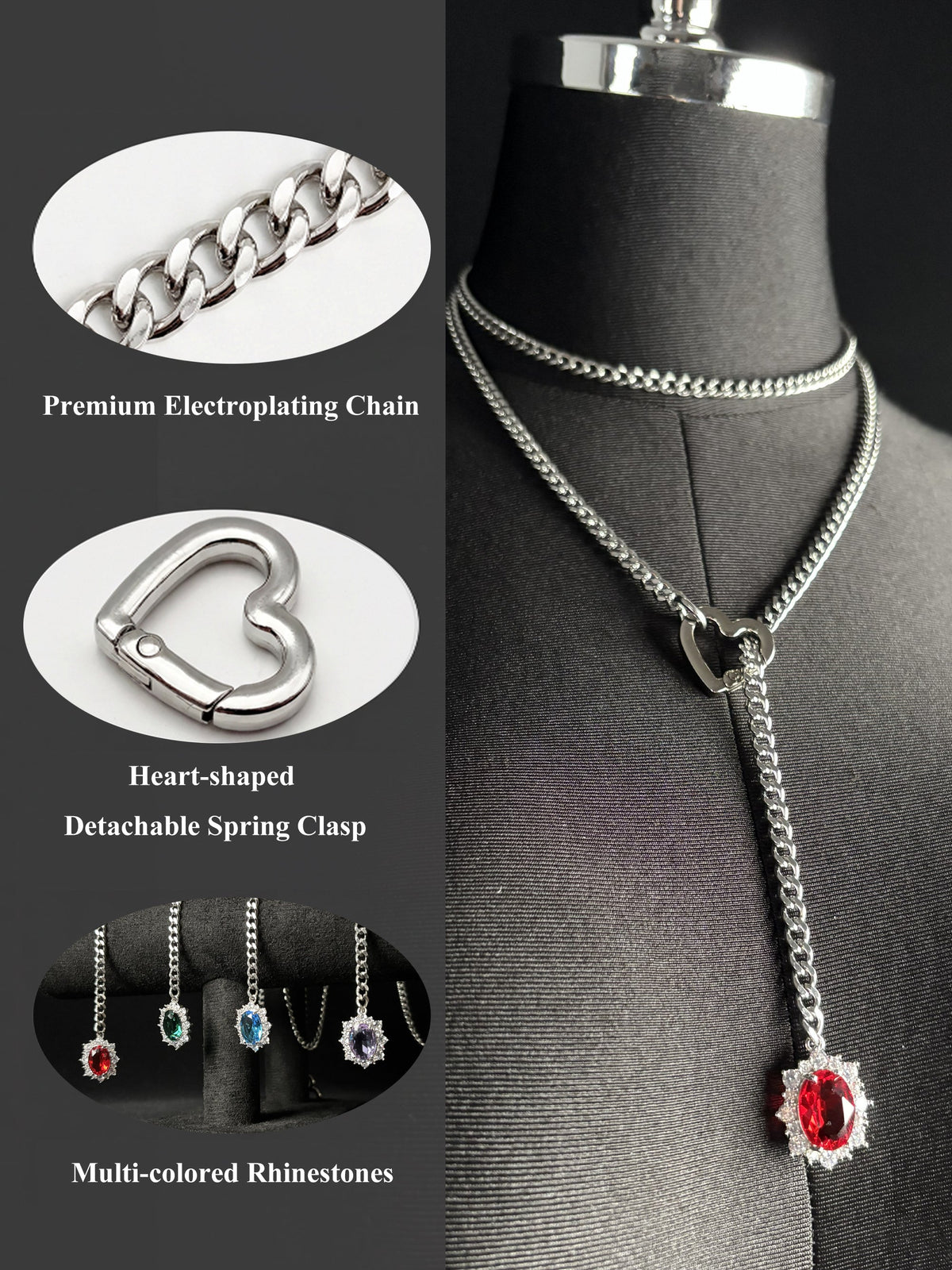 WILDCHOK - Gemstone Charm Loop Choker