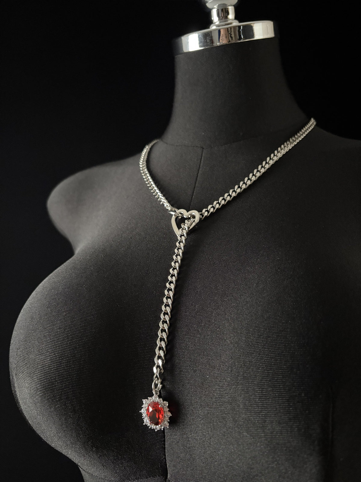 WILDCHOK - Gemstone Charm Slip Chain Choker