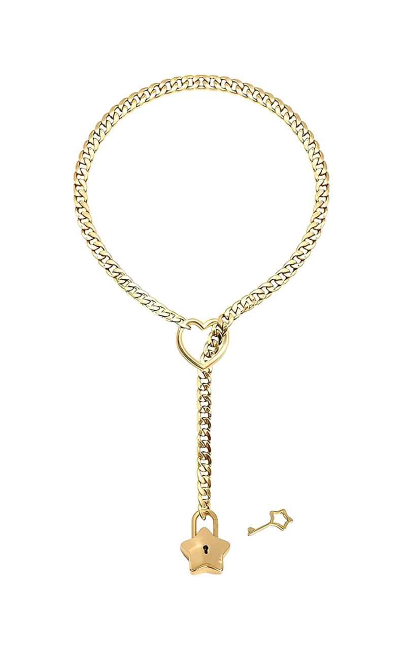 WILDCHOK -  Heart-Star Lock & Key Slip Chain