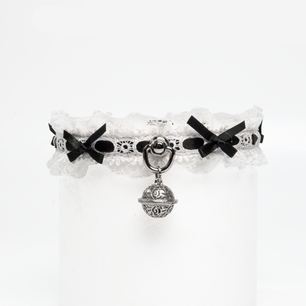White/Black Lace Bell Choker