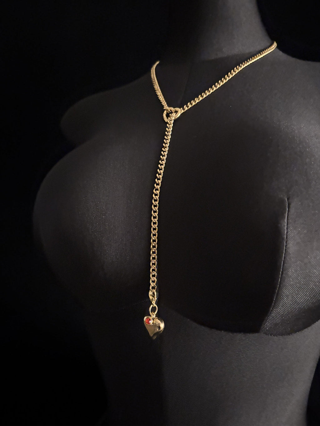 WILDCHOK - Heart Crystal Clasp Slip Chain Choker