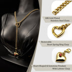 WILDCHOK - Heart Crystal Clasp Slip Chain Choker