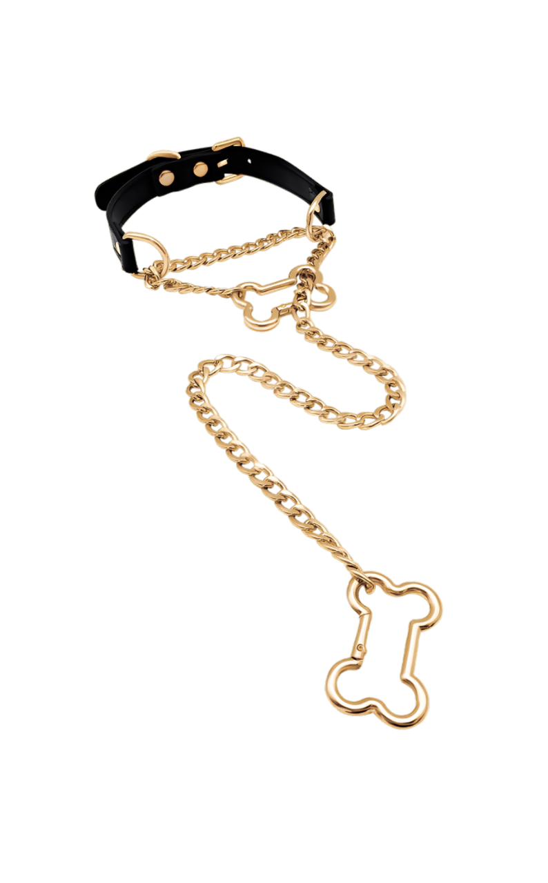 WILDCHOK - Bone Slip Chain Leather Choker Collar