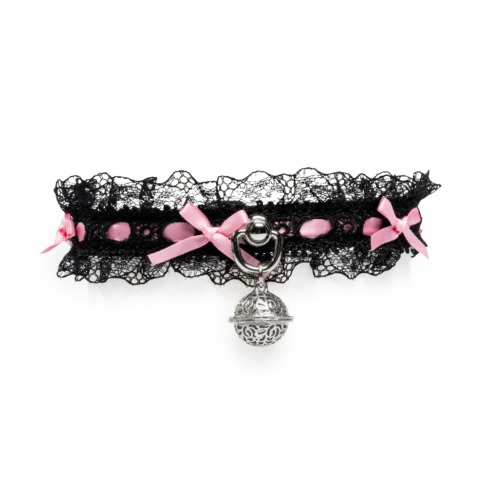 Black/Pink Lace Bell Choker